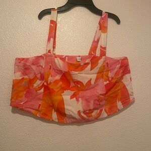 Pink and Orange Women's Crop Top